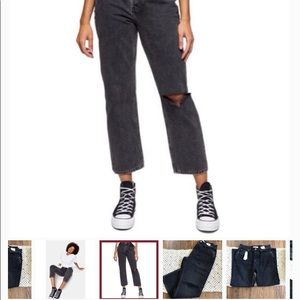 Top shop cropped black straight leg jeans